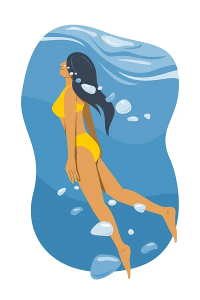 Femme Plonge Dans Eau — Image vectorielle