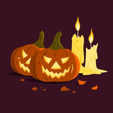 Cadılar Bayramı Duvar Kağıdı için Jack O 'Lantern ve Mumlar.