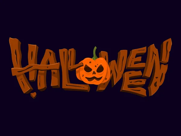 Texto Halloween Con Jack Lantern Estilo Horror — Vector de stock