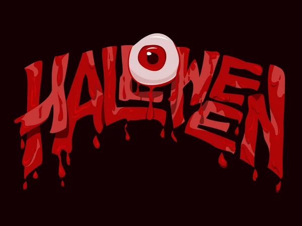 Texto Halloween Com Globo Ocular Sangrento Estilo Terror —  Vetores de Stock