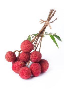 Lychee grup beyaz arka plan üzerinde