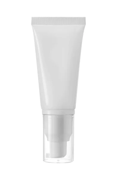 White Plastic Tube White Dropper Clear Cap Medicine Cosmetics Cream — Stock Photo, Image