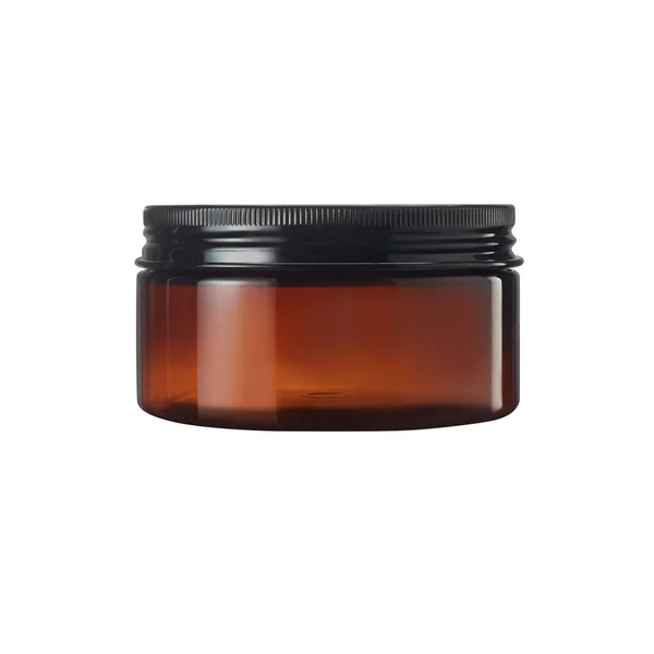 Barattolo Vetro Marrone Cosmetico Crema Corpo Burro Scrub Sale Bagno — Foto Stock