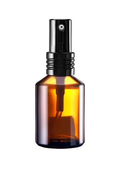 Medicina Cosmetica Profumo Spray Bottiglia Vetro Marrone Isolato Sfondo Bianco — Foto Stock