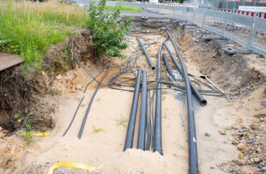 new sewer pipes to replace old ones, somewhere in Europe