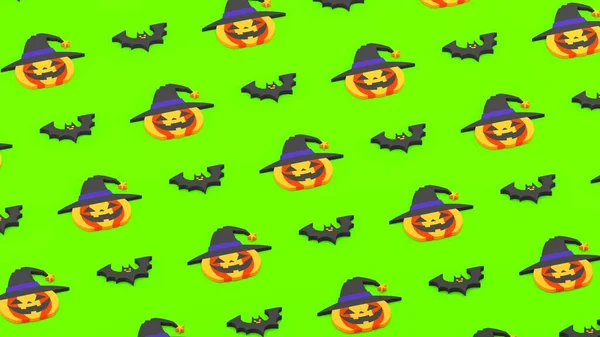 Halloween Pattern Pumpkin Bats Хэллоуин Фон Тыквой Летучими Мышами Плоский — стоковое фото