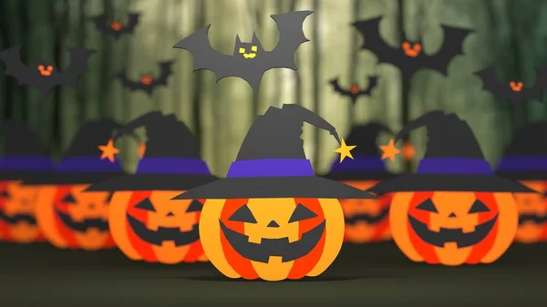 Halloween Design Forest Sütőtök Horror Háttér Őszi Völgyben Erdő Kísérteties — Stock Fotó