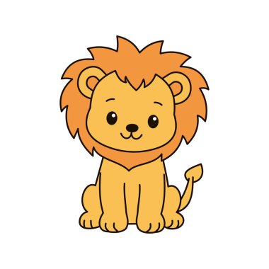 Tatlı çizgi film Aslan boyama kitabı illüstrasyon vektör tasarım şablonları basit ve modern, beyaz arka planda izole