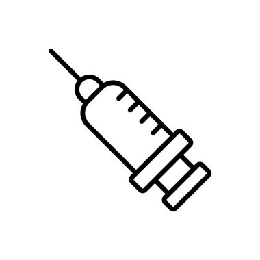 Şırınga ikonu vektör tasarımı basit ve modern bir konsept. Beyaz arkaplanda izole