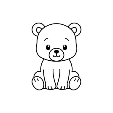 Sevimli çizgi film Bear boyama kitabı illüstrasyon vektör tasarım şablonları basit ve modern konsept