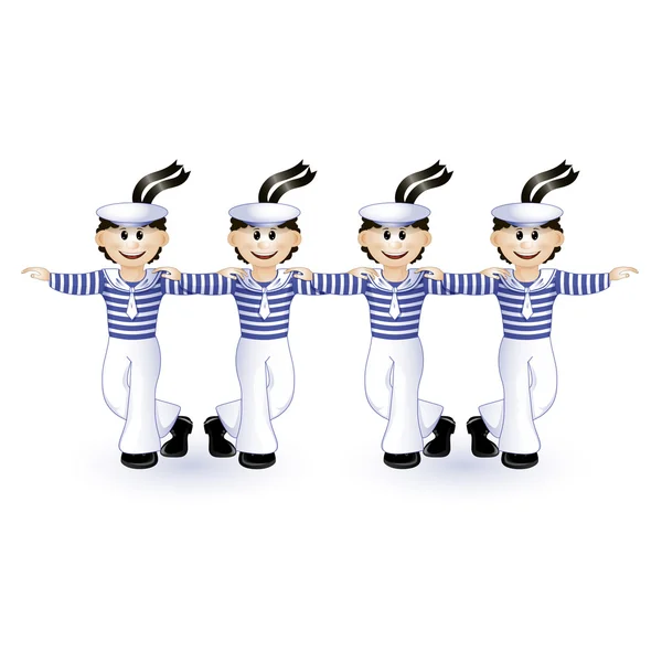 Ilustração vetorial. Marinheiros de dança engraçados. Caracteres planos. Personagem dos desenhos animados . — Vetor de Stock