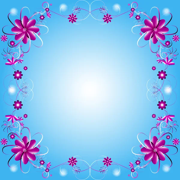 Mavi, wite ve pembe yumuşak renklerde çiçek desenli kare