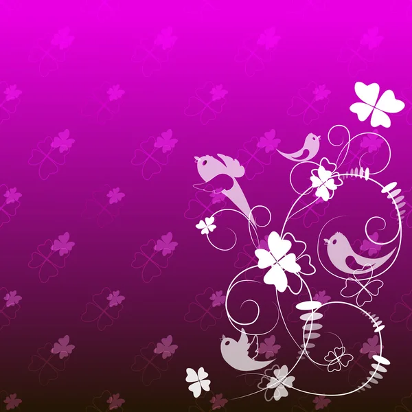 Beyaz çiçekler ve kuşlar pembe bir arka plan üzerinde soyut desen