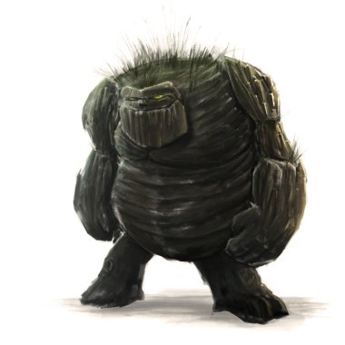 Standing forest golem concept art on white background clipart