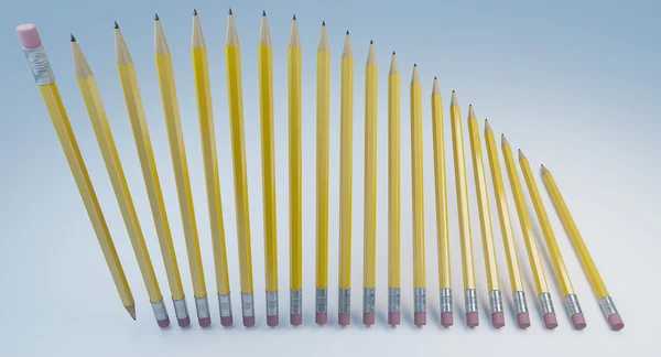 Set of classic yellow pencils with rubber — Stock fotografie