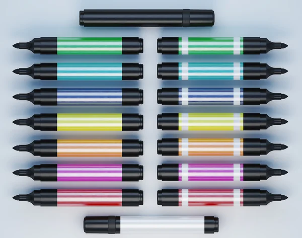 Set of colorfull markers laying side by side — Stockfoto