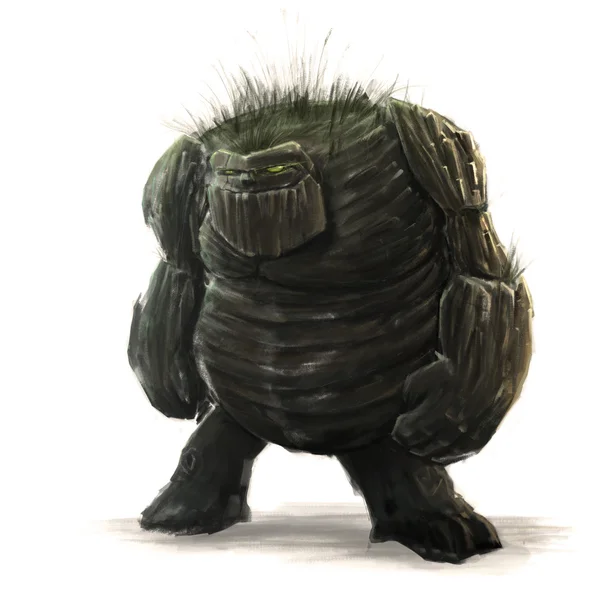 Standing forest golem concept art on white background — Stock Photo, Image