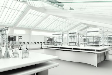 Beyaz modern temiz araştırma laboratuvarı iç
