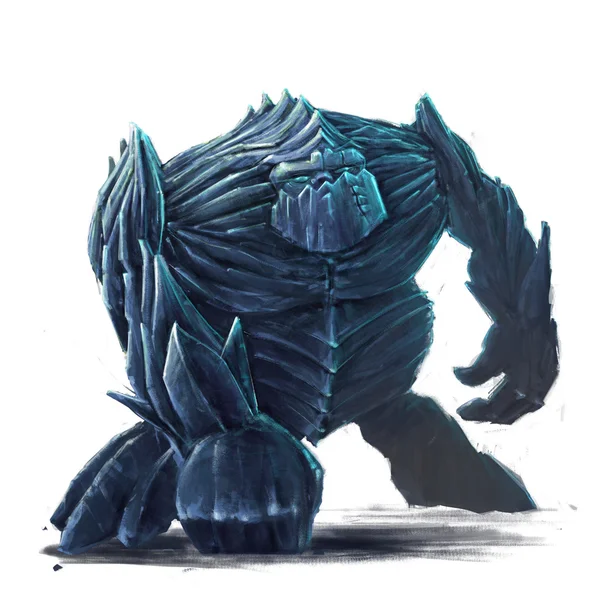 Standing ice golem concept art on white fone — стоковое фото