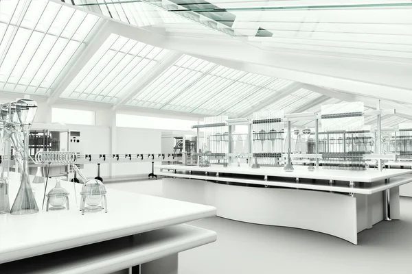 Witte moderne schone onderzoek laboratorium interieur — Stockfoto