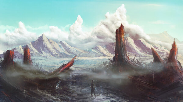 Apocalyptic lost planet landscape concept art