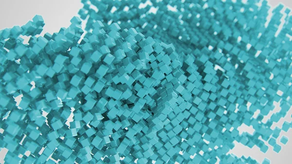 Ljus blå kaotiska abstrakt kub bakgrund 3d Illustration — Stockfoto