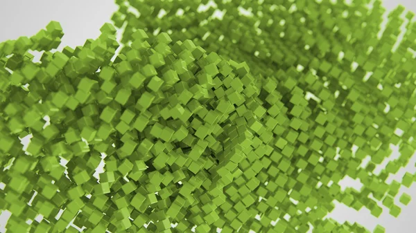 Verde caótico abstrato cubo fundo 3d ilustração — Fotografia de Stock