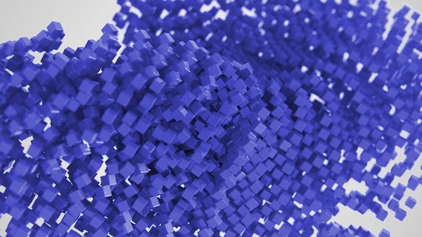 Azul caótico abstrato cubo fundo 3d ilustração — Fotografia de Stock