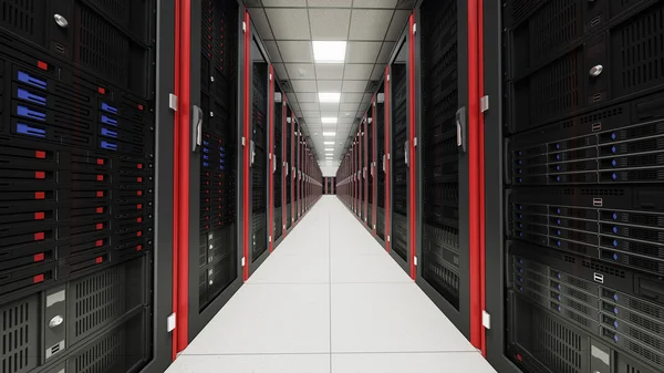 Inside the long server room tunnel — Stock Photo, Image