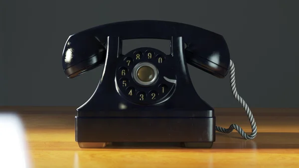 Retro-Hintergrund mit drehbarem Vintage-Telefon auf Holztisch — Stockfoto