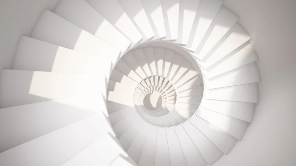 Beyaz spiral merdiven güneş ışık soyut