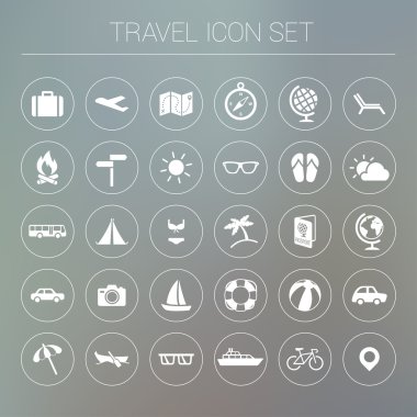 Beyaz Icon set çevrelerinde seyahat