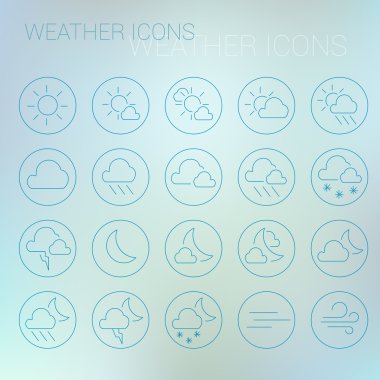 Daireler ve ışık arka plan bulanık hava Icon set