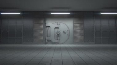 doğru gidiyor kamera ile altın barlar tam bir büyük bankanın kasa açma 3d animasyon