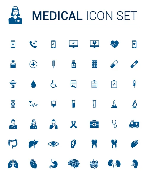 Set di icone mediche blu — Vettoriale Stock