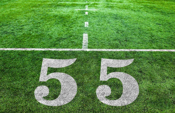 Yard line su un campo di football americano, che simboleggia la grande partita 55 nel 2021 — Foto Stock