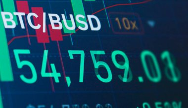 Mavi Arkaplanda Borsa Çizelgesi. Hisseler düşüyor ve stoklanıyor