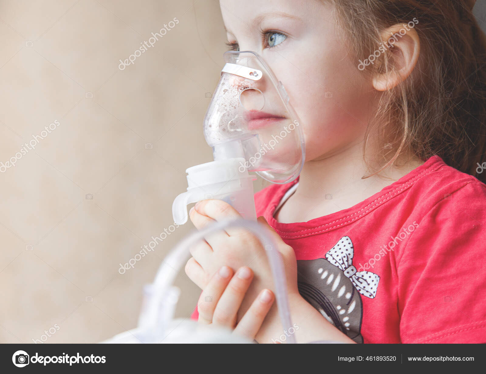 Little child girl of three four years is ill, is treated with a