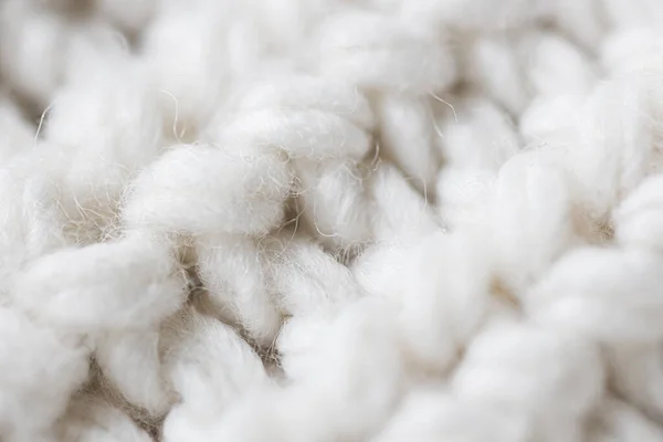 Macro photo, Blanc laine tricot gros plan arrière-plan — Photo