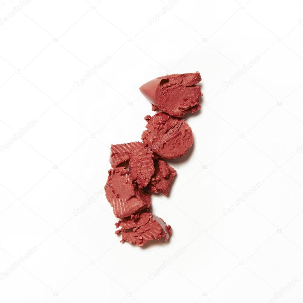broken smashed red lipstick