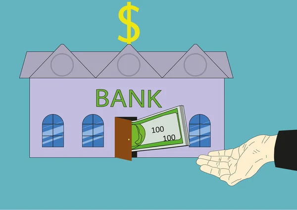 Man krijgt een lening van de bank — Stockvector