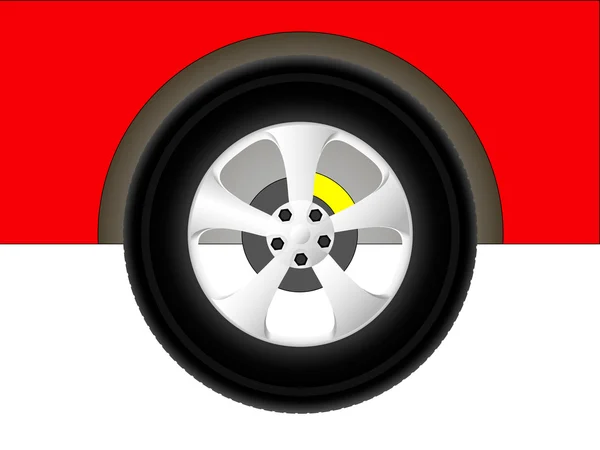 Red car wheel — Stock Vector