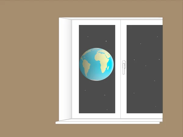 Планета Земля за вікном — стоковий вектор