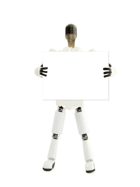 Робот держит плакат — стоковое фото