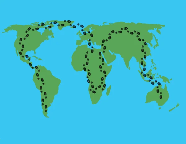 Карта - прогулка по миру — стоковый вектор