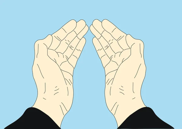 Gefaltete Hände, Handflächen nach oben — Stockvektor