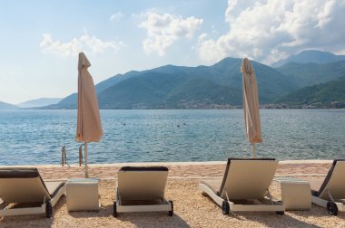 Kotor Körfezi Tivat city yakınındaki. Karadağ