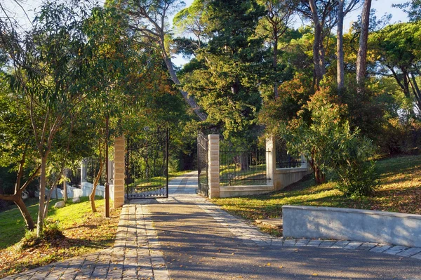 Entrance to the Large Town Park of  Tivat city. Montenegro — Stock Photo, Image