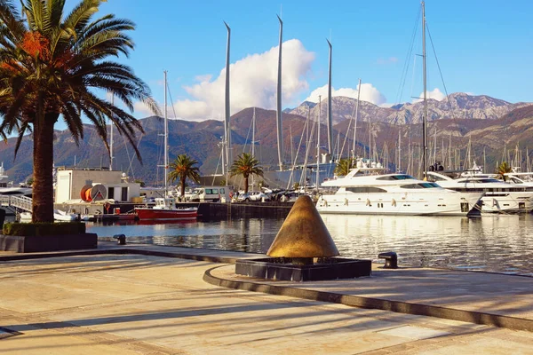 Tivat Montenegro December 2020 View Yacht Marina Porto Montenegro Tivat — стоковое фото