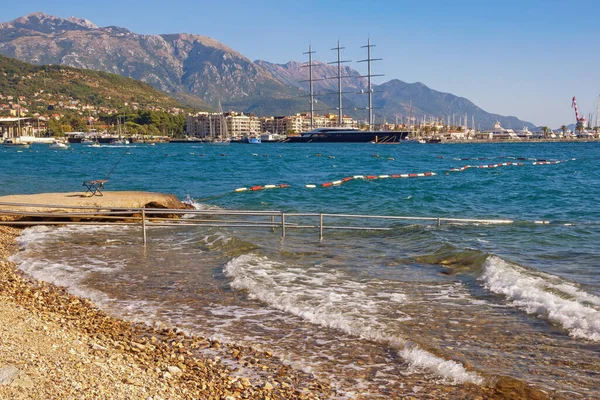 Tivat Kenti Karadağ Eylül 2021 Siyah Nci Yatlı Tivat Kentinde Stok Fotoğraf